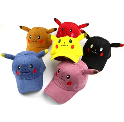 China Wholesale UFOGIFT JOINT Corduroy Pikachu Hat Customized Stock Cheap Japanese Anime Pokemon Cheap Hat for sale