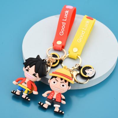 China UFOGIFT 3D Silicone Rubber Chopper Key Chain Luffy Keyring High Quality Acrylic PVC One Piece Key Chain for sale