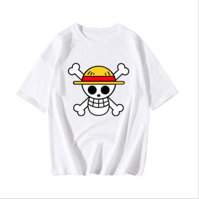 China Japan Anime New Summer UFOGIFT O-Neck Cartoon Male One-Piece White T-Shirt Viable LuffyT One-Piece Shirt for sale