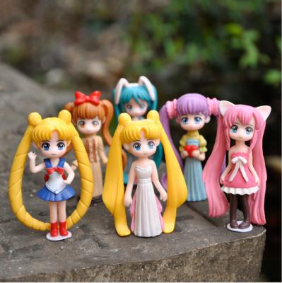 China Cheap PVC Mini Sailor Moon Action Figure Cartoon Toy UFOGIFT 6PCS Set Kids Figure Favorite Sailor Moon for sale