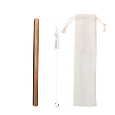 China 215mm 12mm Sustainable Straw Customized Length Mounted Gold Stainless Steel Straw With Brush And Pouch for sale