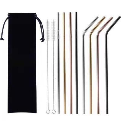 China Sustainable Amazon Hot Sale Stainless Steel Straw Set Eco Friendly Recyclable Drinking Straw Juice Straw for sale