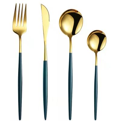 China 2020 Viable New Gold Stainless Steel Cutlery And Color3 Piece Knife Knife Fork Spoon Restaurant Cutlery Set Stainless Steel for sale