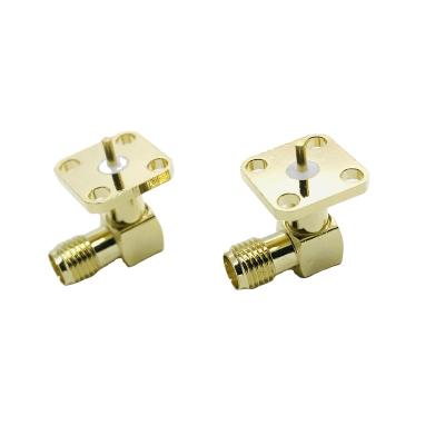 China RF SMA Female Right Angle 4 Holes Flange Connector for sale