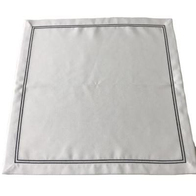 China Easy to wash and good quality good color fastness 100% TURNED POLY napkin with lines MJS white table embroidery napkin for sale