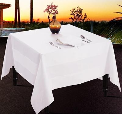 China Durable 100%cotton Damask Satin Stripe Tablecloth For Hotel Wedding Party for sale