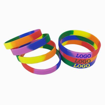 China Promotional Personalized Silicone Rainbow Silicone Wristband for sale