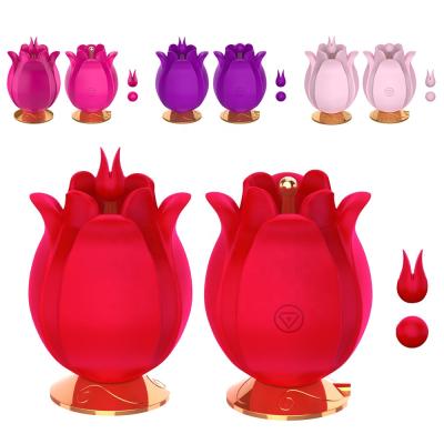 China Licking + new vibration! Rose Shape Fashion Headgear 10 Replacement 2 Vibrator Tongue Stimulator Massager Clit Sucker Sucking G-spot Nipples For Women for sale