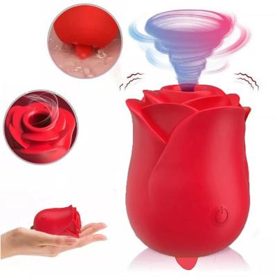 China 6 Speeds Rebuke Licking Mode 6 Rose Vibrator Clitoral Sucking Hot Selling Nipple Sucking Clit Licking USB Silicone Tongue Massager Sex Filling Toys For Woman for sale