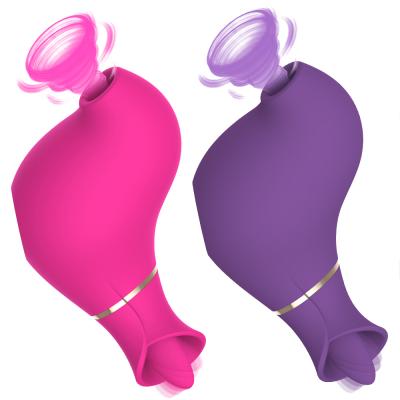 China Skin Friendly 2 in 1 Clitoral Sucking and Licking Stimulator Vaginal Nipple Vibrator Clit Tongue Vibrator for Fast Orgasm Adult Sex Toys for sale