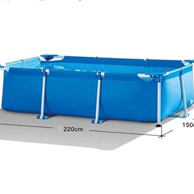 China Rectangular Metal+PVC Above Ground Pool (pool only) with Rust-resistant steel frame, heavy-duty PVC, and 3-ply polyester sidewall for sale