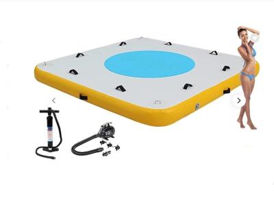 China DWF Inflatable Floating Dock For Lakes - Large Floating Platform Swim Dock 6 in. thick with electric compressor, portable inflatable for sale