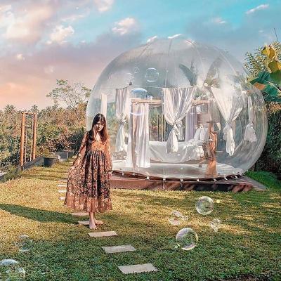 China Water Resistant Transparent Luxurious Outdoor Single Tunnel Inflatable Bubble Tent Family Camping Backyard for sale