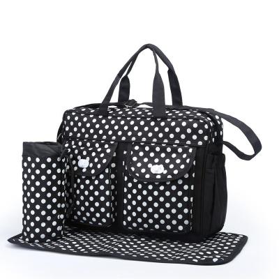 China TOTE BAG 2021 Black Dot Printing Bag For Mothers And Babies Three Piece Suit Mummy Bag for sale