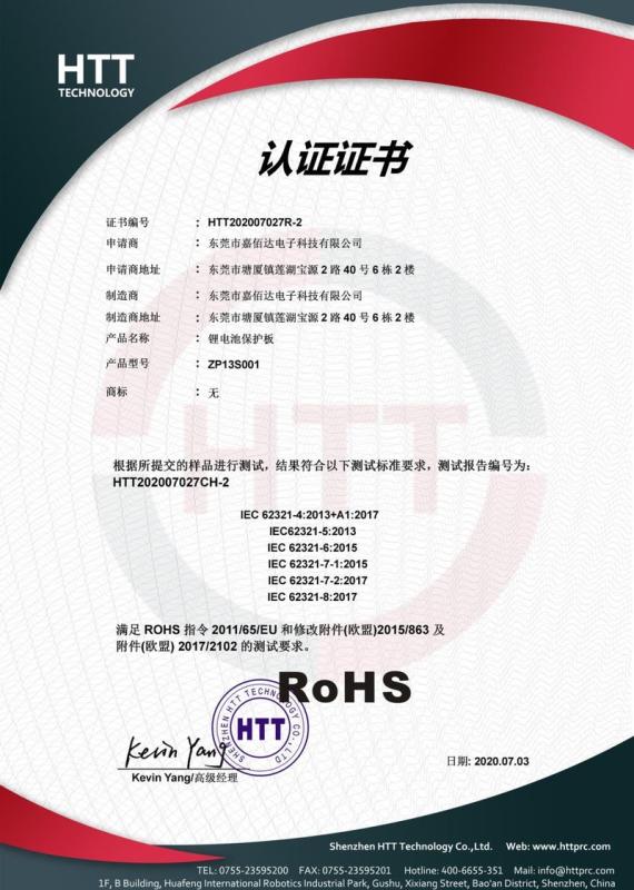 RoHS - Dongguan Jiabaida Electronic Technology Co., Ltd.