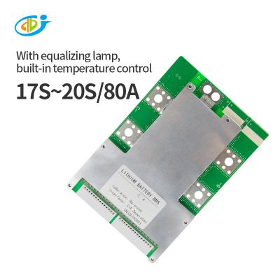 China Electronic products 17s 20s 80a bms for lithium battery 60v 72v bms equalizing charge and temperature control BMS for sale