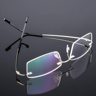 China Titanium Monocle Frames Dropshipping CURRENT Fashion Square Rimless Optical Eyeglasses Frames Titanium Glasses For Men for sale