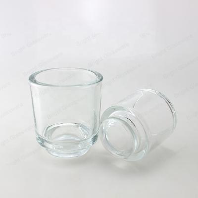 China Home Decoration High Quality Clear Glass Jar Candle Thick Bottom Glass Candle Holder With Platform for sale