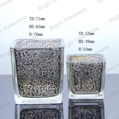 China Classic Wholesale Square Candle Jars Frosted Glass Candle Holder for sale