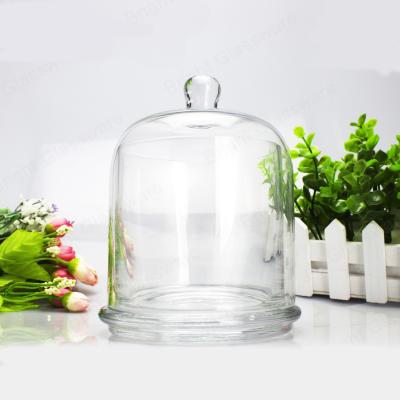 China Eco-friendly Machine Press Clear Glass Candle Jar With Glass Dome Cover, Glass Lampshade for sale