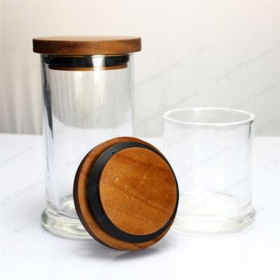 China Non puddle candle jar with wooden lid, bamboo lid jar candle cup glass lids wholesale for sale