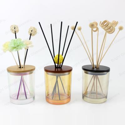 China 2021 Personal Care Home Aroma Bottle Clear Light Rainbow Finished Tubular Glass Diffuser Bottle With Screw Cap for sale