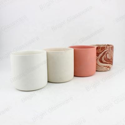 China CHINA 9*9cm Classic Design Ceramic Cylinder Candle Jar Ceramic Candle Jar For Candle Making for sale