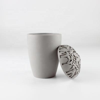 China Round Shape Eco - Friendly Modern Candle Holders Cement Candle Jar With Cement Lid for sale