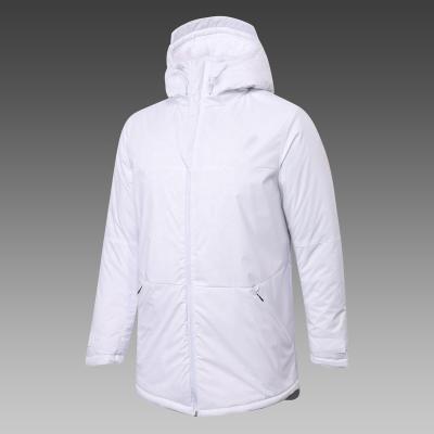 China Moisture wicking winter men's soccer field uniform mid length jacket sports hooded cotton-padded jacket for sale