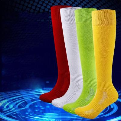 China New season football socks breathable home and visitors team sports socks solid color thickened long tube football socks for sale