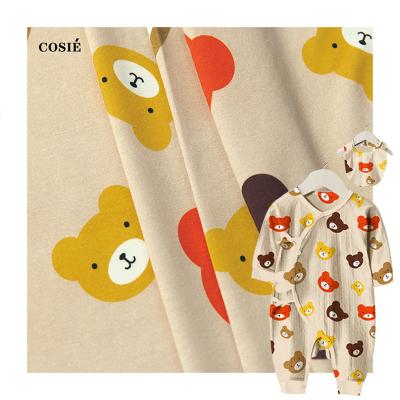 China Factory Fun Rayon Cotton Long Sleeve Comfortable Diggral Print Fabric Custom Bears For Kid Pattern Stretch Knitted Fabric For Baby for sale