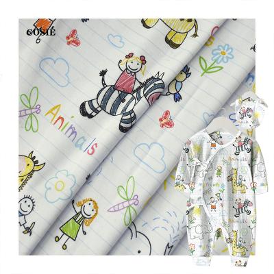 China Lovely Digital Viable Printing Cartoon Animals and Kids Rayon Cotton Tank Top Muslin Rayon Cotton Spandex Fabric Soft Elastic Fabric for sale