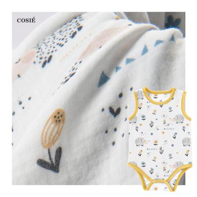 China Custom viable NO MOQ digital print cartoon pattern 100% cotton double layer gauze muslin fabric for baby for sale