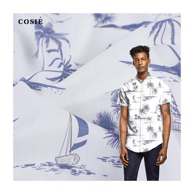 China Viable Hot Sale Custom Cotton Blend Fabric Digital Printing Canvas Fabric Home Textile For Mens Shirts for sale