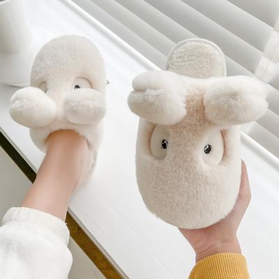 China Lightweight Non-slip Slippers for Men and Women Cute Plush Rabbit Ears Slippers House Bottom PVC Soft Indoor Home Slippers for sale