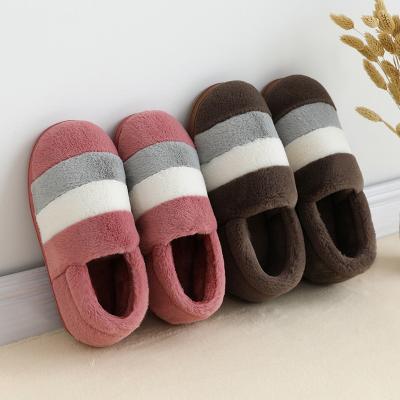 China 2021 model new lightweight simple style slippers women's warm winter warm plush couples bedroom non-slip soft shoes for sale