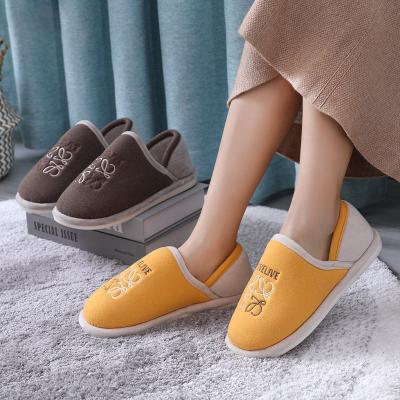 China New Sale Winter Women's Coral Fleece Indoor Non-slip Warm Lightweight Slippers Inclusive Heel Striping Couples Household Shoes for sale