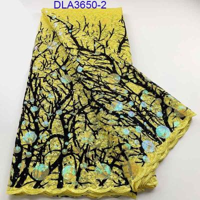 China Sustainable New Design Factory Price African Net Lace Embroidery French Lace Blend Velvet With Sequin for sale