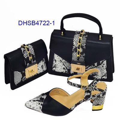 China Fashion Trend Italy PU Leather Shoes And Bag Set Nigeria High Heel Headed Sandals With Matching Bag For African Women for sale