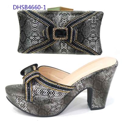 China Fashion Trend Shoes And Bag Set Nigeria Italian High Heel Slippers With Matching Clutch For African Women for sale