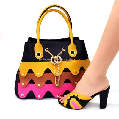 China Fashion trend fashion shoes and bag set wholesale price of lady PU leather shoes and matching bag for party for sale