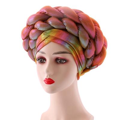 China 2021 New Style Braided Turban Hat Women Symphony Women's African Turban Muslim Muslim Arab Muslim Turban for sale