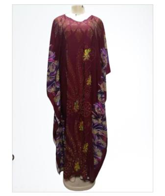 China Hot Selling African Traditional Dress Africa Fashionable Women Plus Size Dress Digital Print Chiffon Hot Rhinestone Long Sleeve for sale