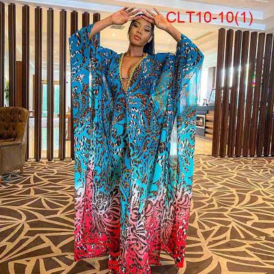 China New African Traditional Dress Plus Size Women Loose Chiffon Printing Newest Long Dress Fashion Dress Mix Colors for sale