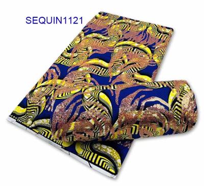 China Hot Sale Shrink-Resistant African Wax Print Fabric With 100% Sequin Cotton Holland Wax Sequin Nigerian Wax for sale