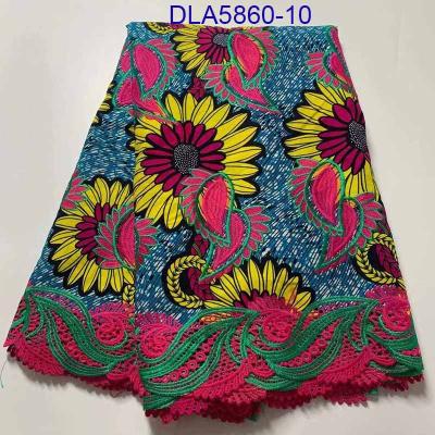 China Wholesale Shrink-Resistant African Embroidery Lace Fabric Ankara Wax Party Wax Blend Lace for sale