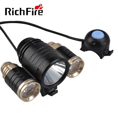 中国 RichFire High Power 1800 Lumens XM-L T6 LED +2x XPE R2 LED Bike Headlight Bicycle Light SF-801 販売のため