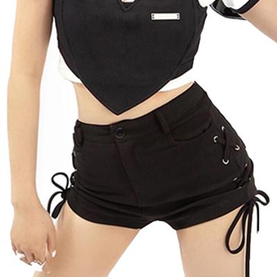 China New Design Summer Anti-Wrinkle Feeling High Waist Slim Feeling Drawstring Lace Up Super Sexy Casual Straight Tube Shorts For Women for sale