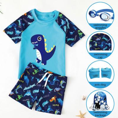 China OEM 2020 New Summer Fashion Custom Print Silicone Breathable Little Boys Beach Swimwear QUICK DRY 3 Pcs Modest Quality Kids Swimwear Set for sale