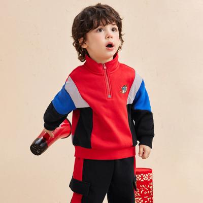 China Baisheng New Casual Boy Clothes Color Block Jacket Coat Long Sleeve Kids Casual Jogging Set With Pocket Tracksuit For Kids for sale